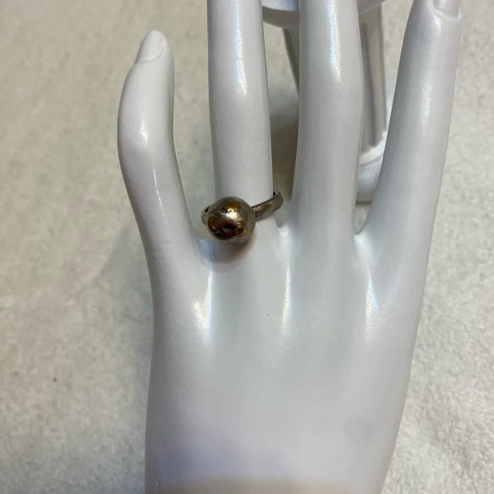 Vintage silver ring with moon star and heart